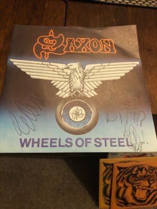 Saxon Wheels Of Steel/stand Up And Be Counted Car 143 Uk 1980 7 " Ps Vg/vg Signed