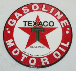 Vintage Style Texaco Motor Oil Signs Cast Iron Gas Station Garage Man Cave