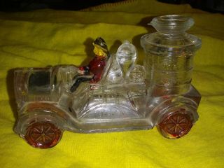 ANTIQUE U.  S.  A.  GLASS FIRE ENGINE CANDY CONTAINER 3