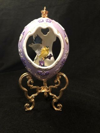 The Franklin House Of Faberge Lavender Diorama Egg Figurine Finch Canary