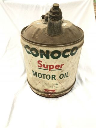 Vintage Conoco Motor Oil 5 Gallon Can Empty
