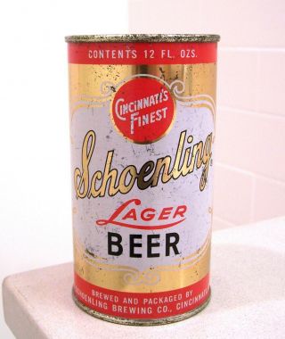 Vintage C.  1950s Schoenling Indoor Flat Top Beer Can From Cincinnati,  Oh