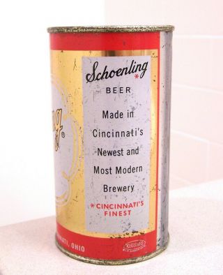 vintage c.  1950s SCHOENLING indoor flat top beer can from Cincinnati,  OH 3