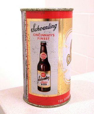 vintage c.  1950s SCHOENLING indoor flat top beer can from Cincinnati,  OH 4