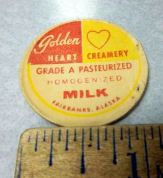 Golden Heart Creamery Fairbanks Alaska Milk Bottle Cap,  Very Rare Unusual Find