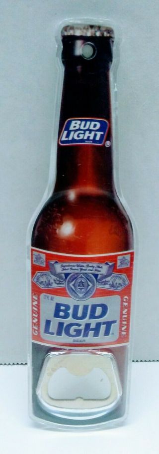 Bud Light Beer Bottle Shape Advertising Promo Large Metal Bottle Opener NOS X3 2