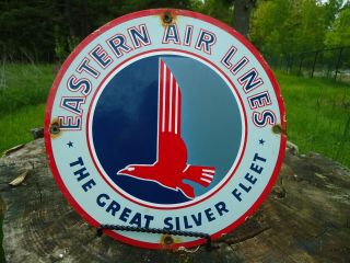 Old Vintage Eastern Air Lines Aero Airplane Porcelain Airport Sign