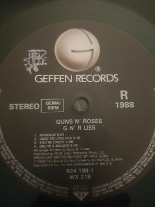 Guns N Roses - Lies album vinyl record Geffen 1988 Uber rare 5
