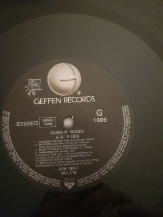 Guns N Roses - Lies album vinyl record Geffen 1988 Uber rare 7