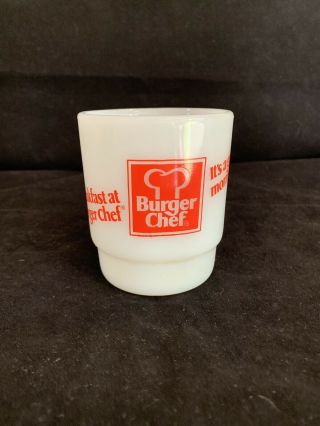 Burger Chef Anchor Hocking Milk Glass Coffee Mug Vintage Advertising