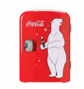 Coca - Cola Polar Bear Mini Fridge Portable 6 - Can Refrigerator
