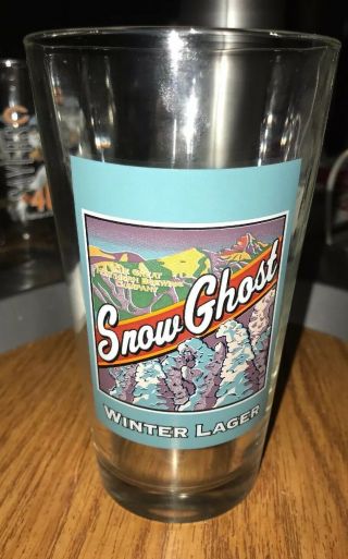 Snow Ghost Winter Lager Beer Pint Glass Montana Great Northern Brewing Co