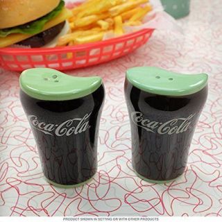 Coca - Cola Bell Glass Salt & Pepper Shaker Set Coke Salt & Pepper Shakers