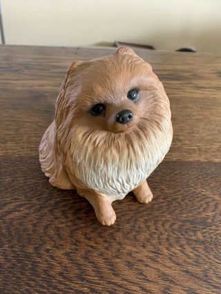 Vintage Sandicast Pomeranian Dog Figurine Statue Sandra Brue