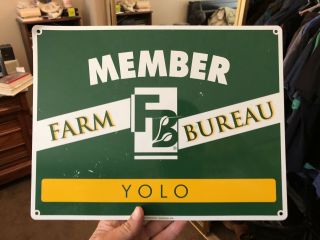 Yolo County California Tin Farm Bureau Sign 14” X 10 1/2” Davis Woodland