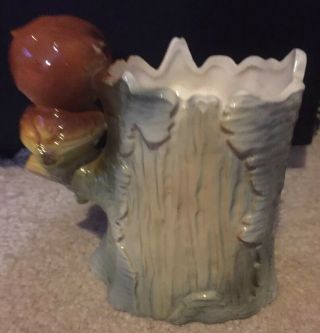 Vintage Ardco Owl Ceramic Planter Made In Japan Adorable Owls On Tree 3