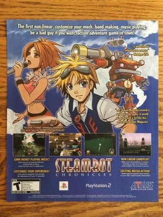 Steambot Chronicles Ps2 Playstation 2 2006 Vintage Poster Ad Print Art Very Rare