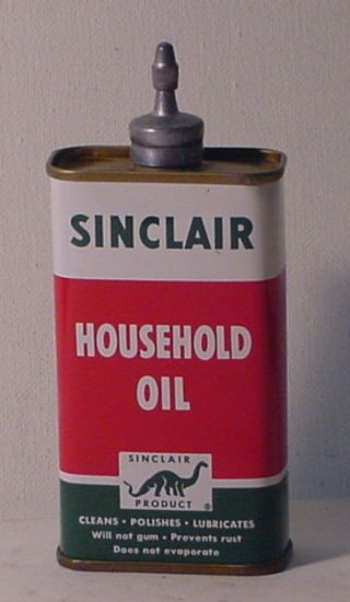 Vintage Sinclair Household Oil Tin With Lead Top Spout And Cap Handy Oiler