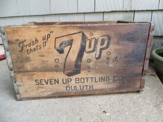 Vintage Wood 7 - Up Case Duluth Mn 7 - Up Bottling Co