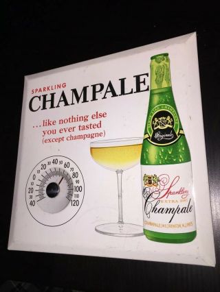 Sparkling Champale Champagne Thermometer Metal Sign Old Vintage Tin Therm Adv