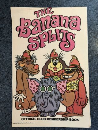 Rare 1968 The Banana Splits Official Club Membership Book Hanna Barbera Kelloggs