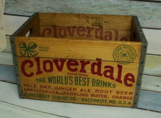 Vintage Wooden Cloverdale Soda Crate Box Baltimore Md Harrisburg Pa.  Auct Bw1