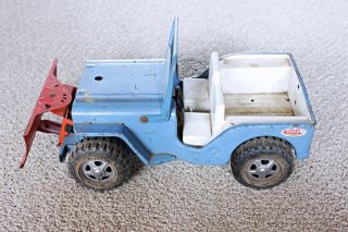 1960 ' s Vintage Tonka AA Jeep Wrecker Tow Truck Blue Orange with Snow Plow (2435) 3