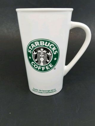 2006 Starbucks White Tall Matte Coffee Mug Cup Mermaid Logo Ceramic 16 Oz.