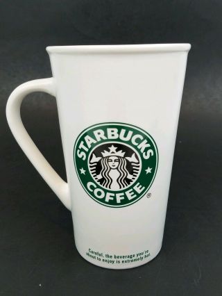 2006 Starbucks White Tall Matte Coffee Mug Cup Mermaid Logo Ceramic 16 oz. 3