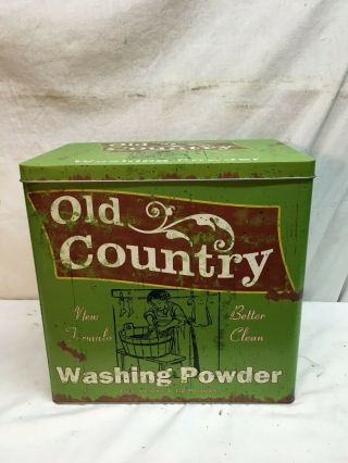 Old Country Washing Powder Tin Box Kitchen Bath Cleaning Box 12x12x8