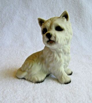 Porcelain Sitting Westie Dog West Highland White Terrier Figurine Collectible