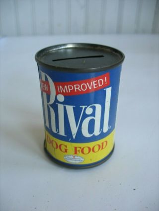 Vintage Tin Can Rival Dog Food Bank Rival Packing Co