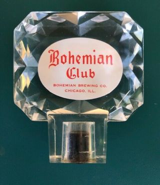 Bohemian Club Lucite Beer Tap Handle Bohemian Brewing Co.  Chicago,  Ill