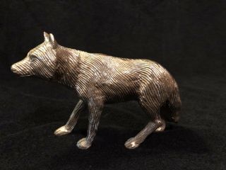 Vintage Lone Wolf Brass Sculpture Figurine Timber Wolf Paperweight