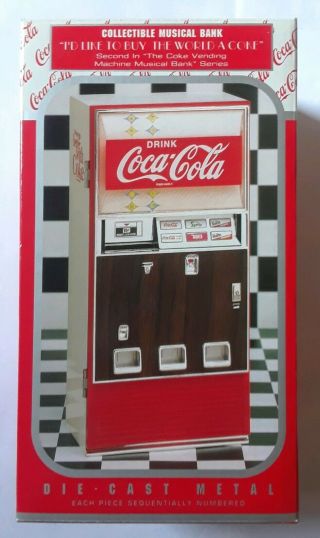 1996 Rare Vintage Coca - Cola Die Cast Metal Vending Machine Musical Bank