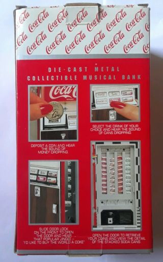 1996 Rare Vintage Coca - Cola Die Cast Metal Vending Machine Musical Bank 2