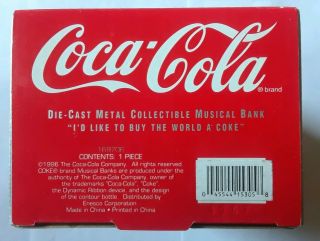 1996 Rare Vintage Coca - Cola Die Cast Metal Vending Machine Musical Bank 3