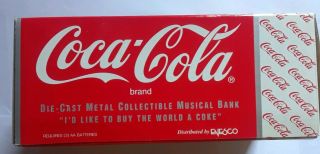 1996 Rare Vintage Coca - Cola Die Cast Metal Vending Machine Musical Bank 4
