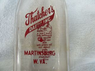 Vintage Thatchers Dairy Milk Bottle 1 Quart Martinsburg West Virginia W Rhyme