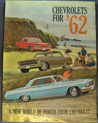 1962 Chevrolet Brochure Impala Nova Corvair Corvette Orig Not Areprint