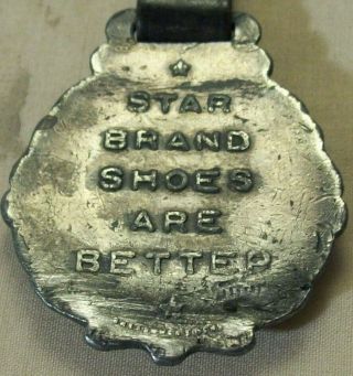 1920 ' s POLL PARROT STAR BRAND SOLID LEATHER SHOES ANTIQUE AVERTISING WATCH FOB 8