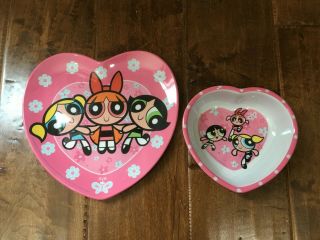 Powerpuff Girls Vintage Melamine Plate And Bowl From 2002 - Watch For Price Drops