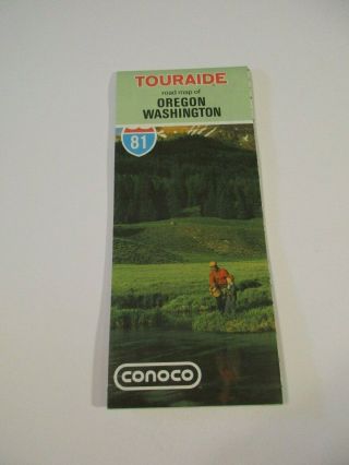 Vintage 1981 Conoco Touraide Road Map Of Oregon Washington Box C2