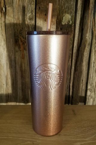 Starbucks Holiday 2018 Rose Gold Stainless Steel Cold - Cup Venti Tumbler 24oz