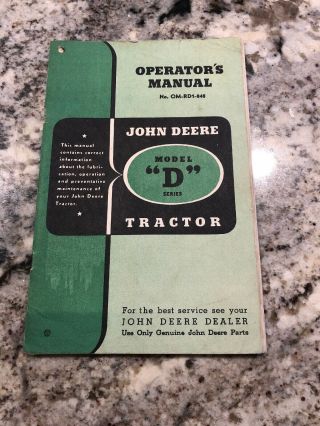 John Deere Model D Om - Rd1 - 848