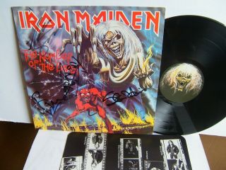 Iron Maiden - Number Of The Beast Emc 3400 Uk Lp 1982 Emi Signed By 3 Of Group