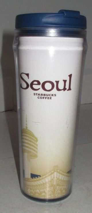 Starbucks Travel Mug Global Icon Series Seoul Korea 2008 Rare 7 3/4 " Tall