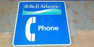 Vintage Flange Nj Metal Bell Atlantic Phone Booth Sign 2 
