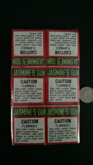 Vintage Fireworks Labels.  Jasmines Gun 12 In Pack