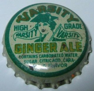 Varsity Ginger Ale Soda Bottle Cap; 1932 - 37; Lynn,  Mass.  ; Cork